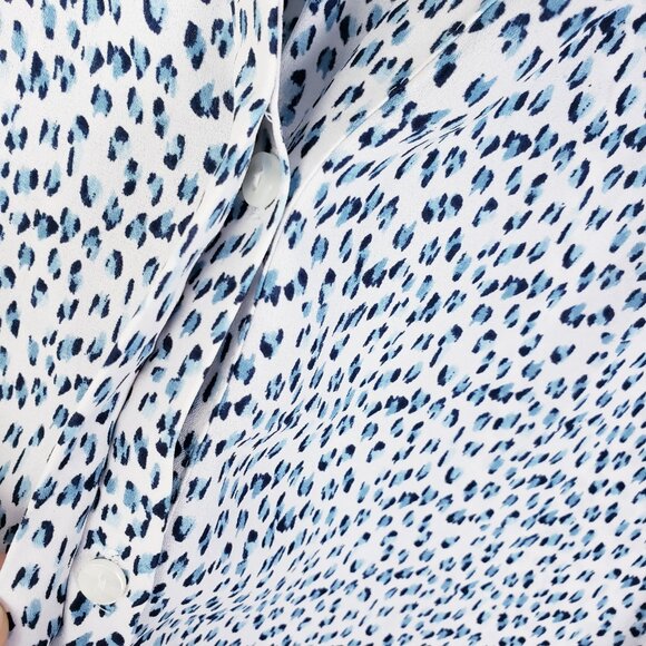 NYDJ Pintuck Blouse Top Plus Size 2X Leopard Print Flowy Blue White - Picture 4 of 11